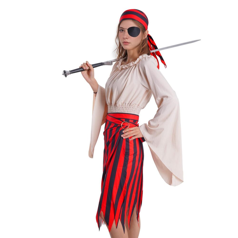 3256 Pirate Costume For Renaissance Pirate Outfit With Striped - Picture 7 of 7